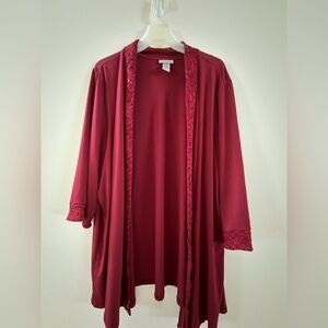 Catherines Deep Red Lace-Trimmed Robe